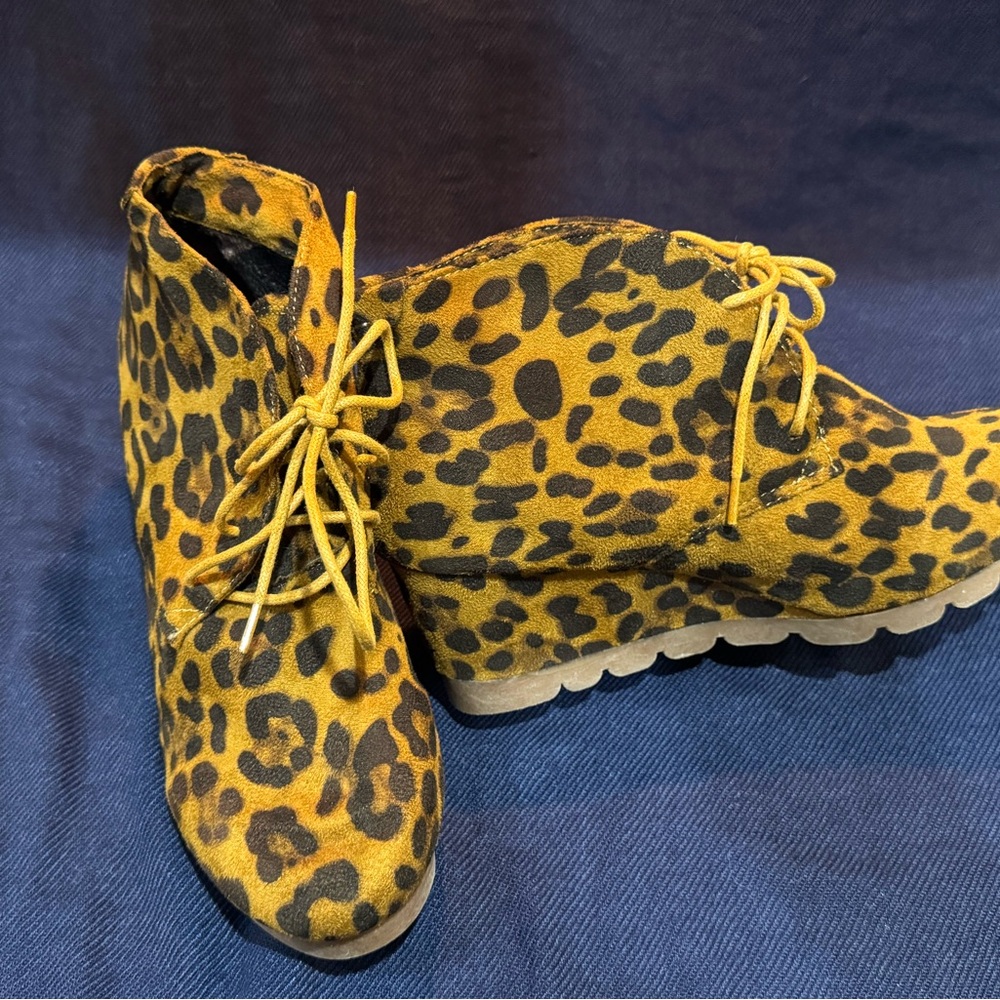 Bella Marie Yellow Leopard Ankle Booties